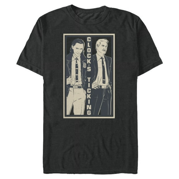 Marvel Loki and Mobius Clock's Ticking Retro Orange - Short Sleeve Blended T-Shirt for Adults - Customized-Dark Heather