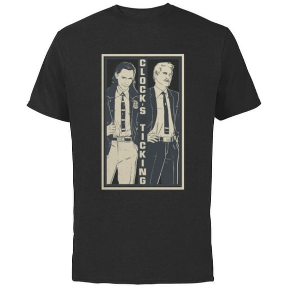 Marvel Loki and Mobius Clock's Ticking Retro Orange - Short Sleeve Cotton T-Shirt for Adults - Customized-Black