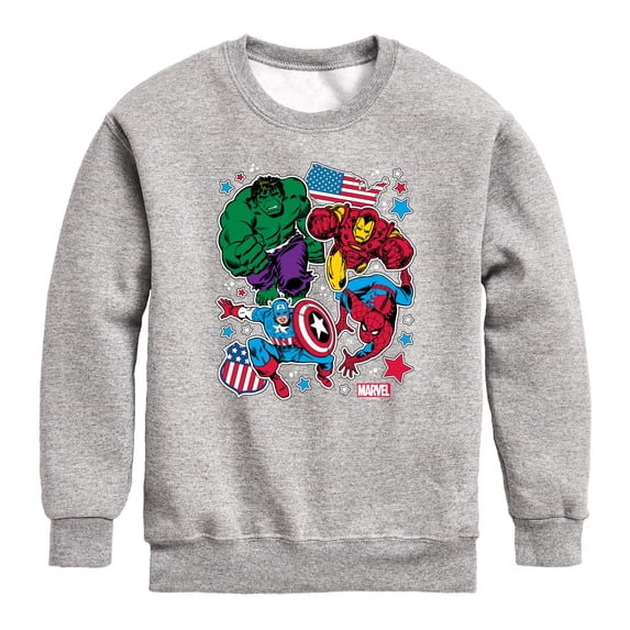 Marvel - Marvel America Sticker Boys' Graphic Long Sleeve Fleece Sweatshirt