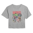 thumbnail image 1 of Marvel - Marvel Group Faded - Juniors Cropped Short Sleeve Graphic T-Shirt, 1 of 4