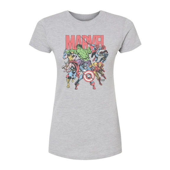 Marvel - Marvel Group Faded - Juniors Fitted Short Sleeve Graphic T-Shirt