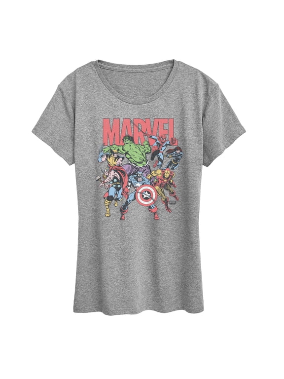 - Marvel Group Faded Women's Short Sleeve Graphic T-Shirt