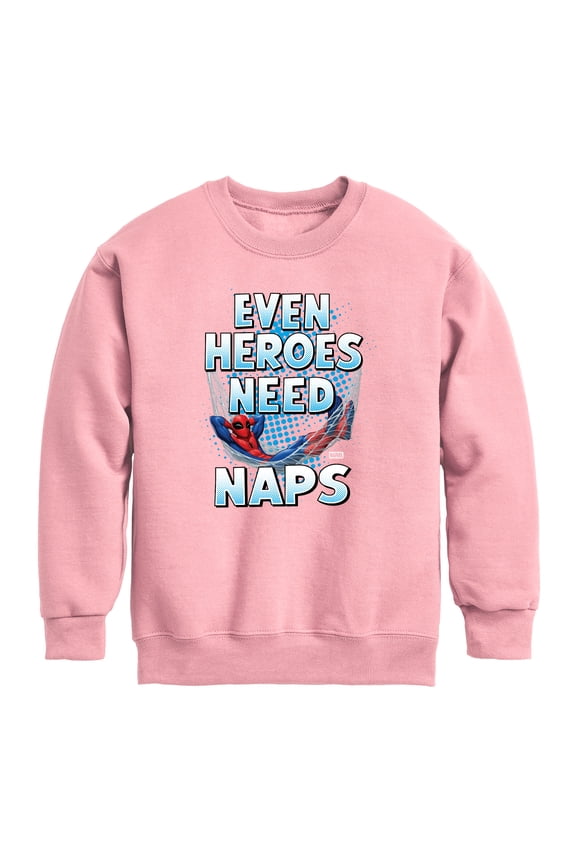 - Marvel Heros Need Naps - Youth Crew Fleece Sweatshirt