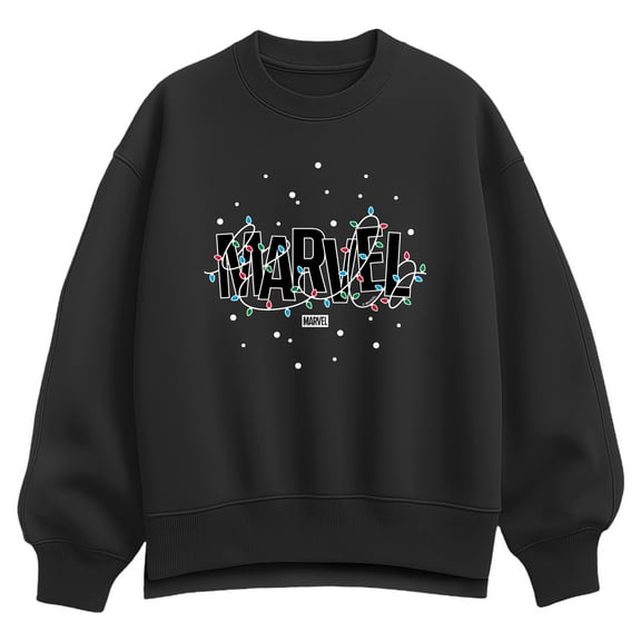 Marvel - Marvel Holiday Lights Oversized Fleece Crew Sweatshirt