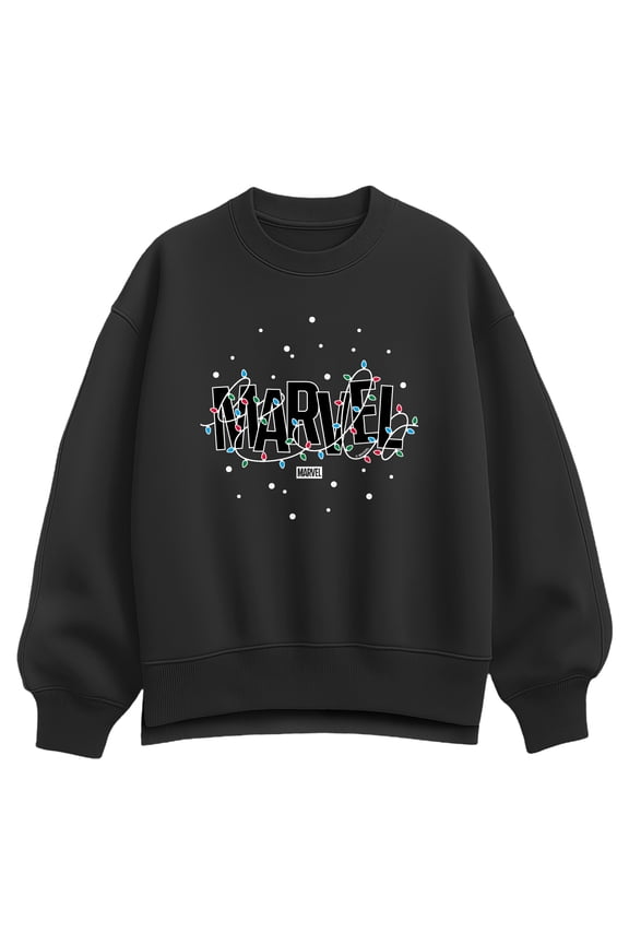 - Marvel Holiday Lights - Ladies Oversized Fleece Crew Sweatshirt