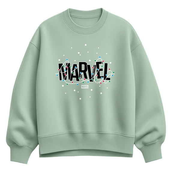 Marvel - Marvel Holiday Lights - Ladies Oversized Fleece Crew Sweatshirt