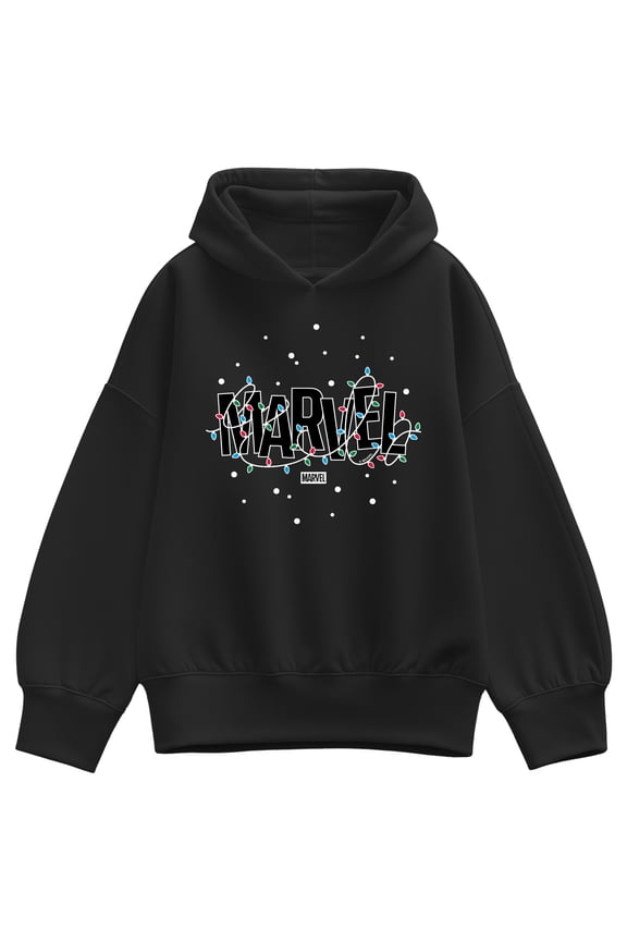 - Marvel Holiday Lights - Ladies Oversized Fleece Hoodie Sweatshirt