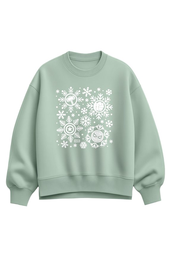 - Marvel Snowflakes - Ladies Oversized Fleece Crew Sweatshirt