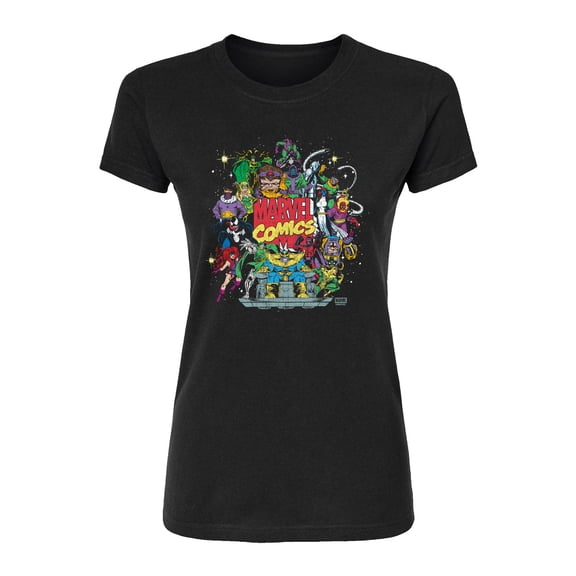 Marvel - Marvel Villian Collage - Juniors Fitted Short Sleeve Graphic T-Shirt