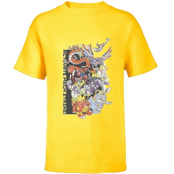 Marvel Mech Strike: Mechasaurs Avengers Activate Mech Strike - Short Sleeve T-Shirt for Kids - Customized-Yellow
