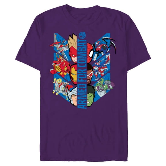 Marvel Mech Strike: Mechasaurs Avengers Armed for Combat - Short Sleeve Blended T-Shirt for Adults - Customized-Purple