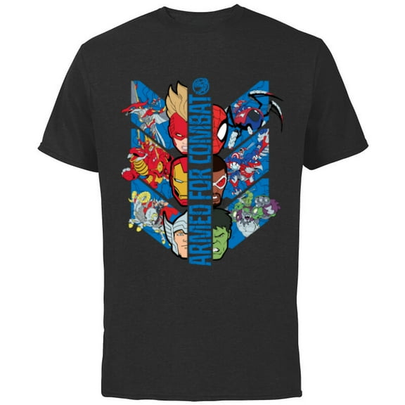 Marvel Mech Strike: Mechasaurs Avengers Armed for Combat - Short Sleeve Cotton T-Shirt for Adults - Customized-Black