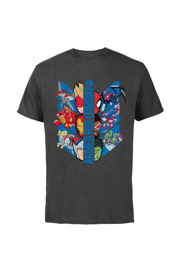 Mech Strike: Mechasaurs Avengers Armed for Combat - Short Sleeve Cotton T-Shirt for Adults - Customized-Charcoal