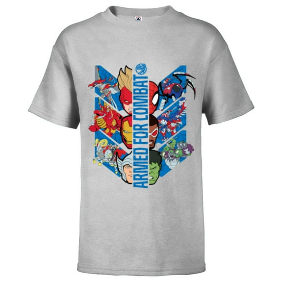 Marvel Mech Strike: Mechasaurs Avengers Armed for Combat - Short Sleeve T-Shirt for Kids - Customized-Athletic Heather