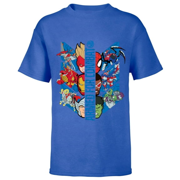 Marvel Mech Strike: Mechasaurs Avengers Armed for Combat - Short Sleeve T-Shirt for Kids - Customized-Royal