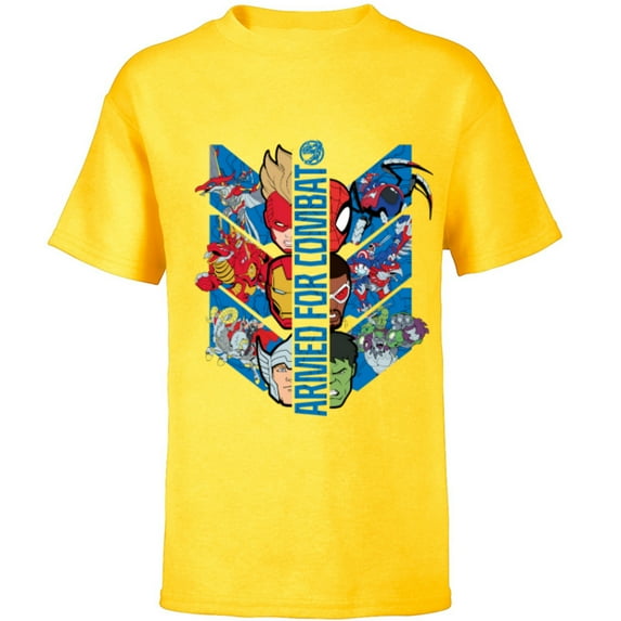 Marvel Mech Strike: Mechasaurs Avengers Armed for Combat - Short Sleeve T-Shirt for Kids - Customized-Yellow