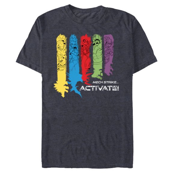 Marvel Mech Strike: Mechasaurs Avengers Armor Activate! - Short Sleeve Blended T-Shirt for Adults - Customized-Navy Heather