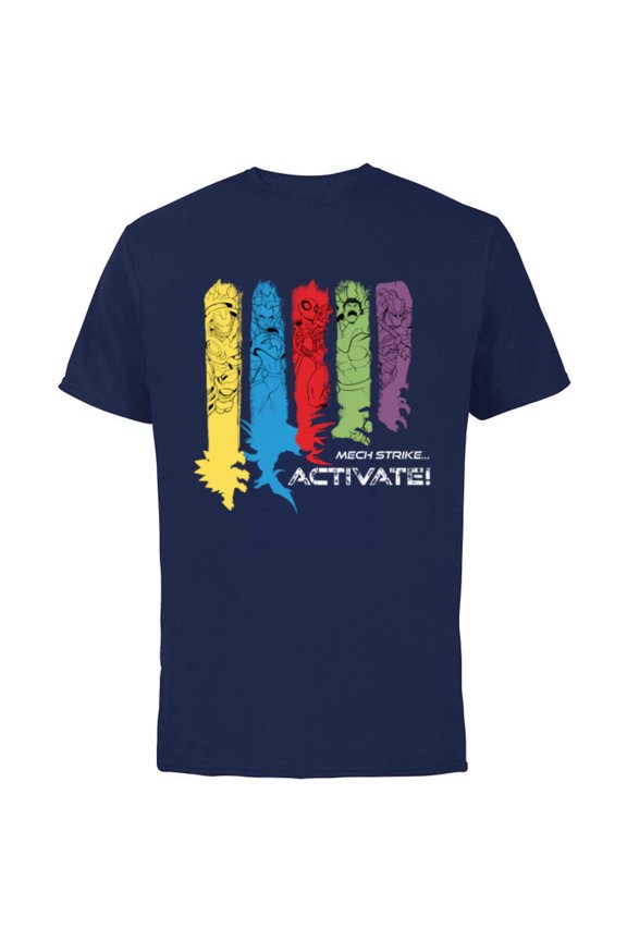 Mech Strike: Mechasaurs Avengers Armor Activate! - Short Sleeve Cotton T-Shirt for Adults - Customized-Navy