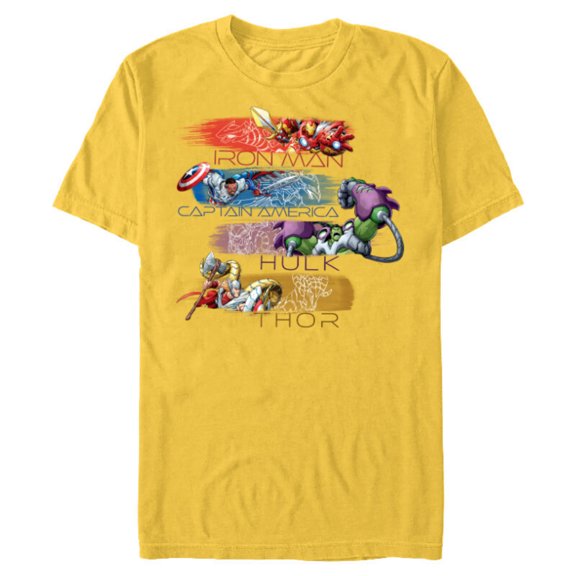 Marvel Mech Strike: Mechasaurs Avengers Four Armored Heroes - Short Sleeve Blended T-Shirt for Adults - Customized-Yellow