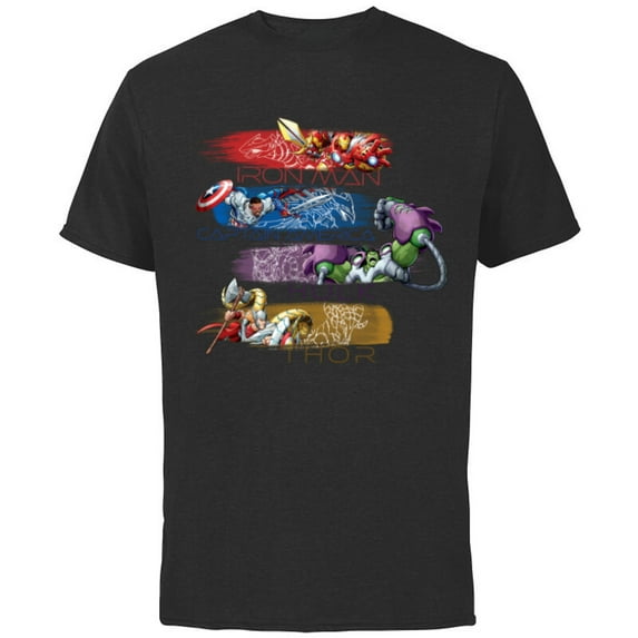 Marvel Mech Strike: Mechasaurs Avengers Four Armored Heroes - Short Sleeve Cotton T-Shirt for Adults - Customized-Black