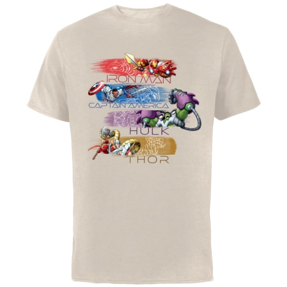 Marvel Mech Strike: Mechasaurs Avengers Four Armored Heroes - Short Sleeve Cotton T-Shirt for Adults - Customized-Natural