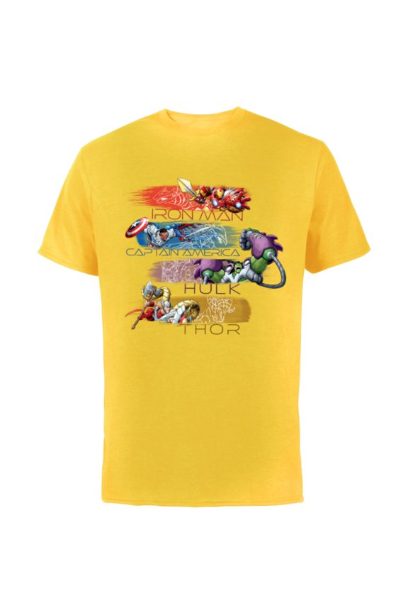 Mech Strike: Mechasaurs Avengers Four Armored Heroes - Short Sleeve Cotton T-Shirt for Adults - Customized-Yellow