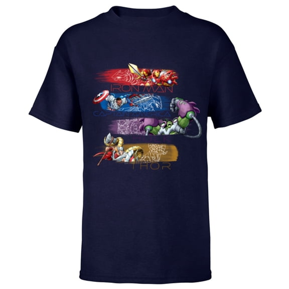 Marvel Mech Strike: Mechasaurs Avengers Four Armored Heroes - Short Sleeve T-Shirt for Kids - Customized-Navy