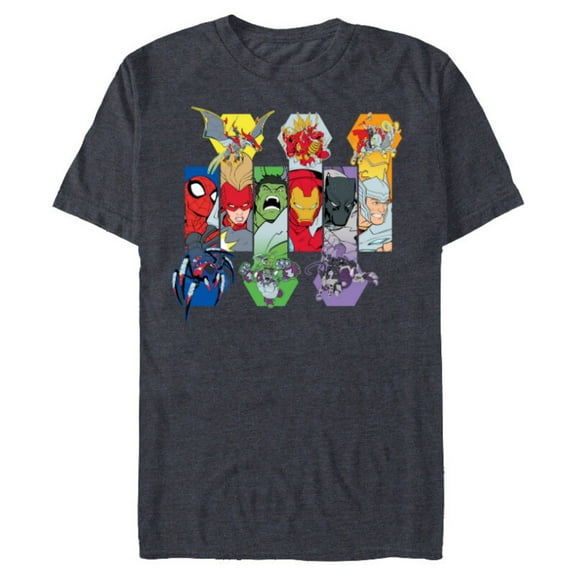 Marvel Mech Strike: Mechasaurs Avengers Heroes and Mechs - Short Sleeve Blended T-Shirt for Adults - Customized-Navy Heather