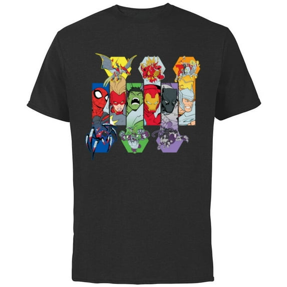 Marvel Mech Strike: Mechasaurs Avengers Heroes and Mechs - Short Sleeve Cotton T-Shirt for Adults - Customized-Black
