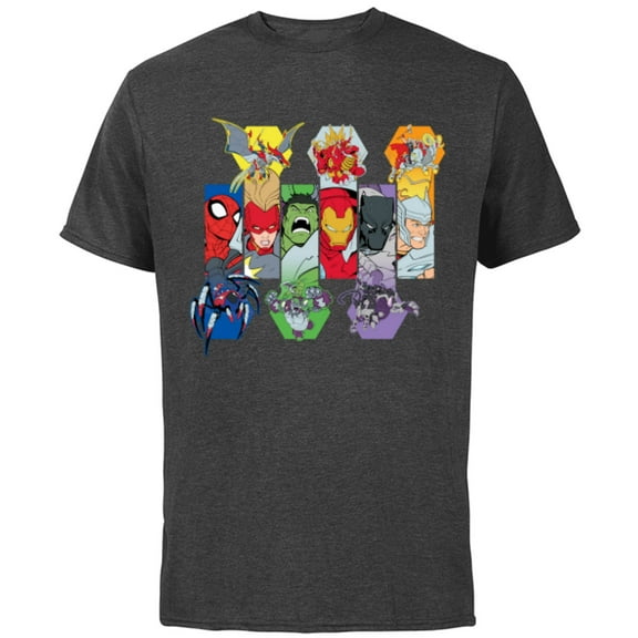 Marvel Mech Strike: Mechasaurs Avengers Heroes and Mechs - Short Sleeve Cotton T-Shirt for Adults - Customized-Charcoal