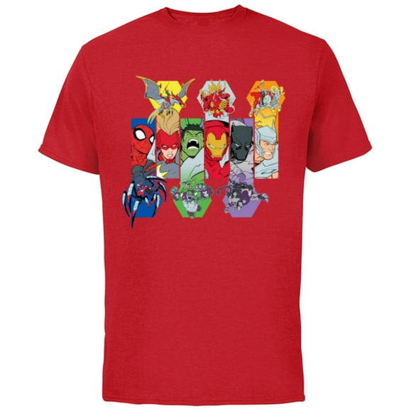 Marvel Mech Strike: Mechasaurs Avengers Heroes and Mechs - Short Sleeve Cotton T-Shirt for Adults - Customized-Red