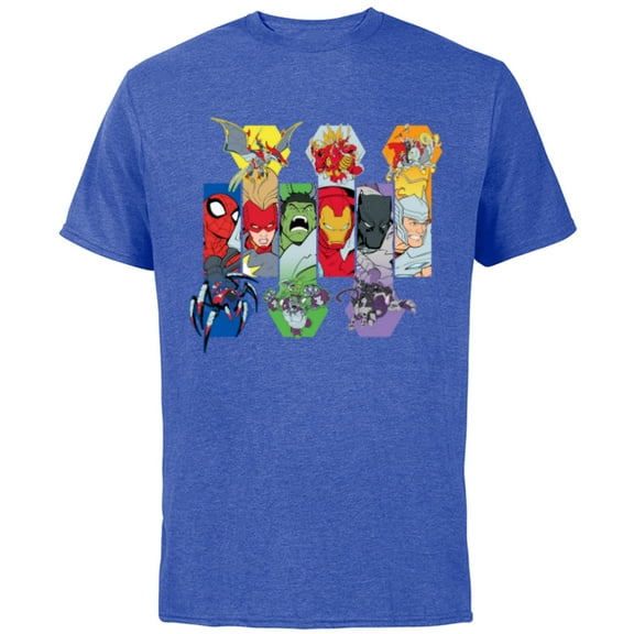 Marvel Mech Strike: Mechasaurs Avengers Heroes and Mechs - Short Sleeve Cotton T-Shirt for Adults - Customized-Royal Heather