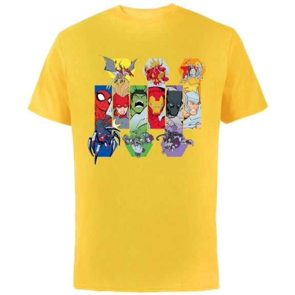Marvel Mech Strike: Mechasaurs Avengers Heroes and Mechs - Short Sleeve Cotton T-Shirt for Adults - Customized-Yellow