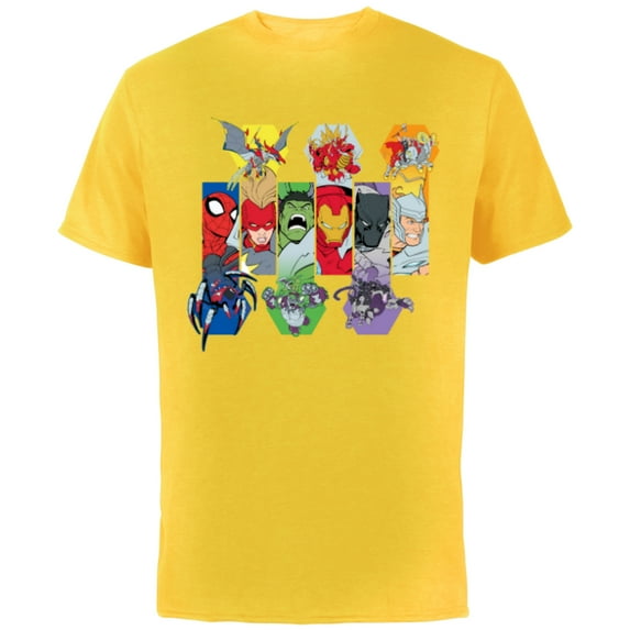 Marvel Mech Strike: Mechasaurs Avengers Heroes and Mechs - Short Sleeve Cotton T-Shirt for Adults - Customized-Yellow
