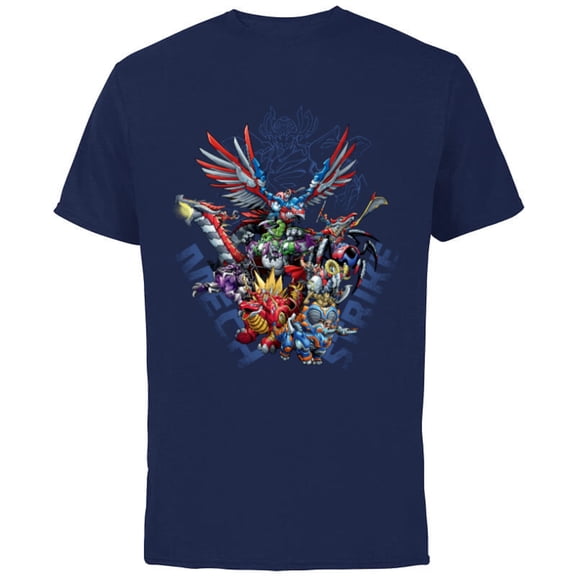 Marvel Mech Strike: Mechasaurs Avengers Mechs Versus Ultron - Short Sleeve Cotton T-Shirt for Adults - Customized-Navy