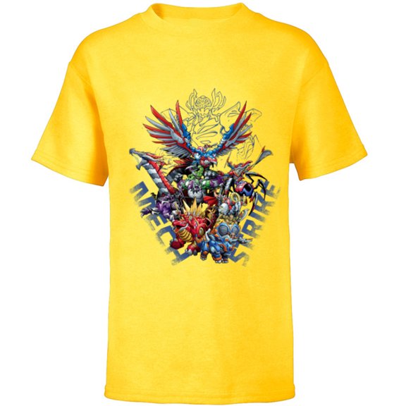 Marvel Mech Strike: Mechasaurs Avengers Mechs Versus Ultron - Short Sleeve T-Shirt for Kids - Customized-Yellow