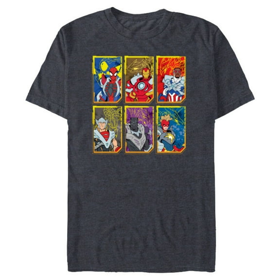 Marvel Mech Strike: Mechasaurs Avengers Six Armored Heroes - Short Sleeve Blended T-Shirt for Adults - Customized-Navy Heather