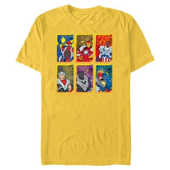 Marvel Mech Strike: Mechasaurs Avengers Six Armored Heroes - Short Sleeve Blended T-Shirt for Adults - Customized-Yellow