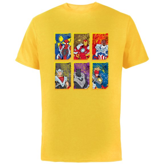 Marvel Mech Strike: Mechasaurs Avengers Six Armored Heroes - Short Sleeve Cotton T-Shirt for Adults - Customized-Yellow