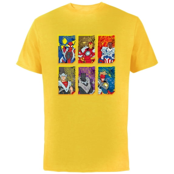 Marvel Mech Strike: Mechasaurs Avengers Six Armored Heroes - Short Sleeve Cotton T-Shirt for Adults - Customized-Yellow