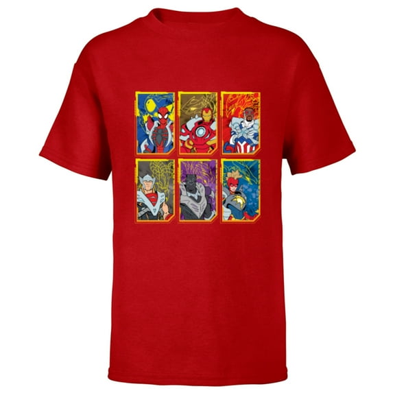 Marvel Mech Strike: Mechasaurs Avengers Six Armored Heroes - Short Sleeve T-Shirt for Kids - Customized-Red