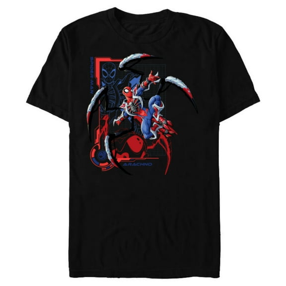 Marvel Mech Strike: Mechasaurs Avengers Spider-Man Arachno - Short Sleeve Blended T-Shirt for Adults - Customized-Black