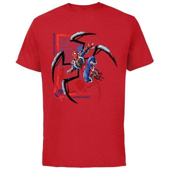 Marvel Mech Strike: Mechasaurs Avengers Spider-Man Arachno - Short Sleeve Cotton T-Shirt for Adults - Customized-Red