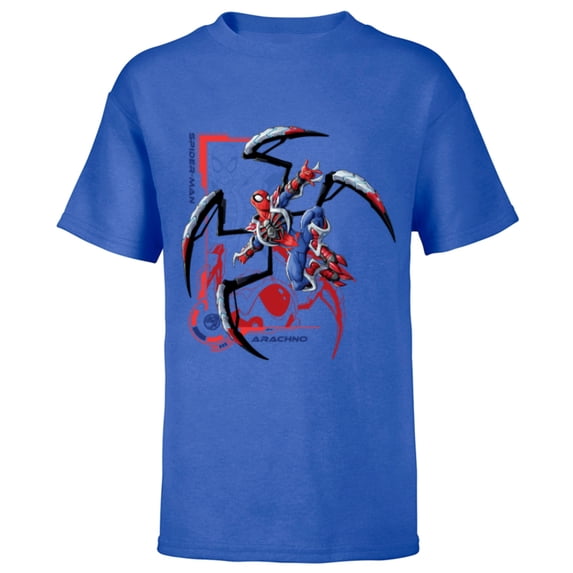 Marvel Mech Strike: Mechasaurs Avengers Spider-Man Arachno - Short Sleeve T-Shirt for Kids - Customized-Royal