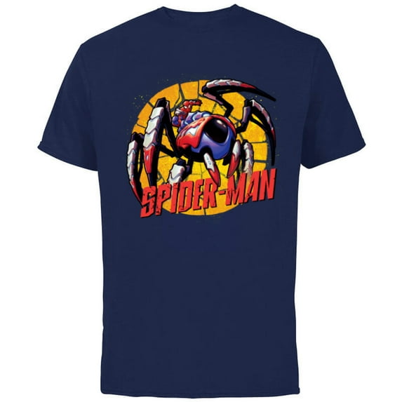 Marvel Mech Strike: Mechasaurs Avengers Spider-Man Mech - Short Sleeve Cotton T-Shirt for Adults - Customized-Navy