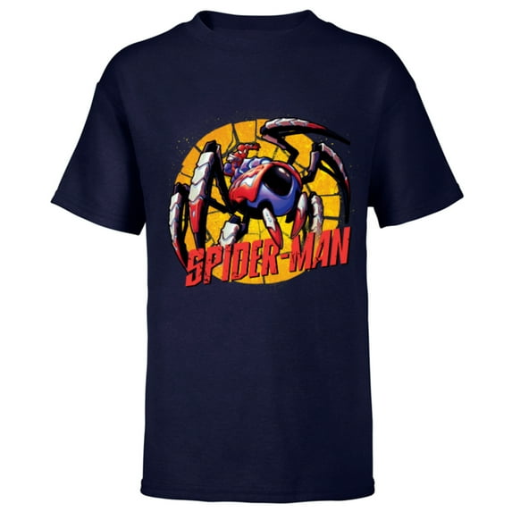 Marvel Mech Strike: Mechasaurs Avengers Spider-Man Mech - Short Sleeve T-Shirt for Kids - Customized-Navy