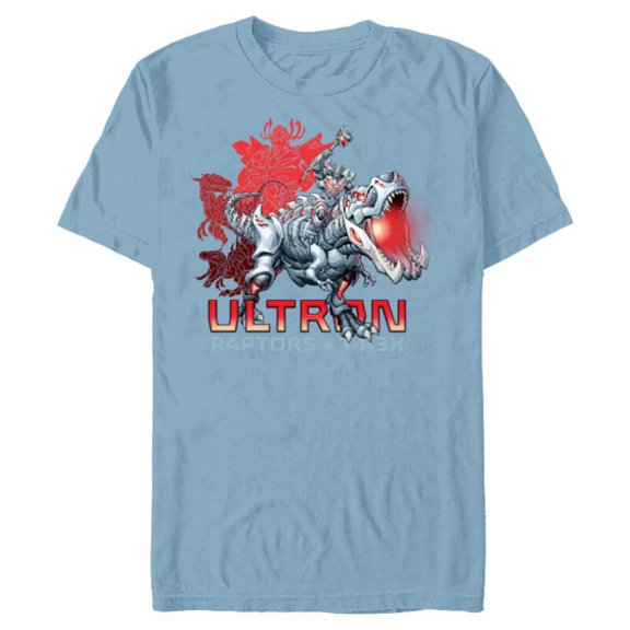 Marvel Mech Strike: Mechasaurs Avengers Ultron R4PTORS T-R3X - Short Sleeve Blended T-Shirt for Adults - Customized-Ocean Blue
