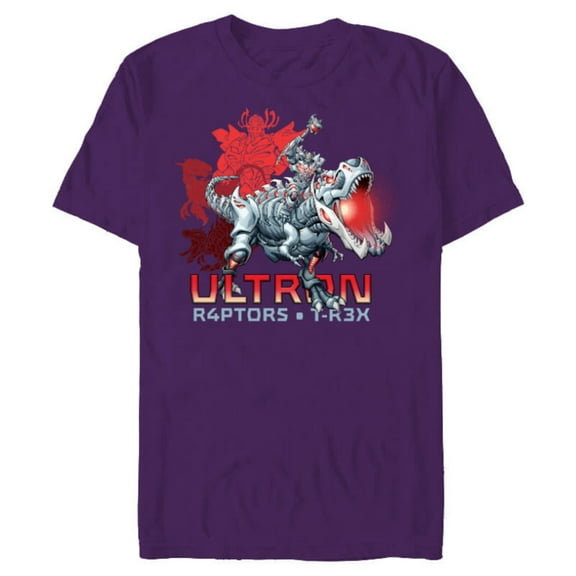 Marvel Mech Strike: Mechasaurs Avengers Ultron R4PTORS T-R3X - Short Sleeve Blended T-Shirt for Adults - Customized-Purple
