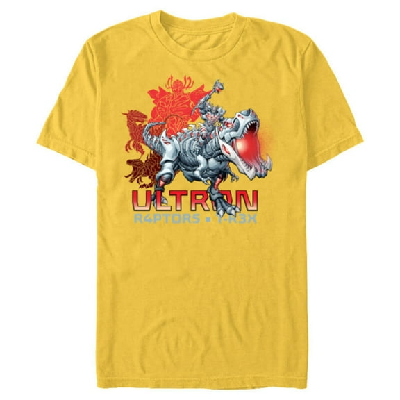 Marvel Mech Strike: Mechasaurs Avengers Ultron R4PTORS T-R3X - Short Sleeve Blended T-Shirt for Adults - Customized-Yellow