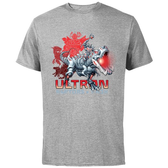 Marvel Mech Strike: Mechasaurs Avengers Ultron R4PTORS T-R3X - Short Sleeve Cotton T-Shirt for Adults - Customized-Athletic Heather